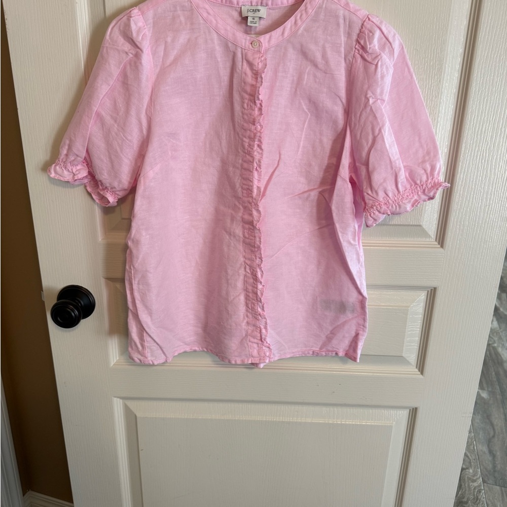 J. Crew Pink Puff Sleeve Blouse